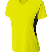 Ladies' Color Block Performance V-Neck T-Shirt